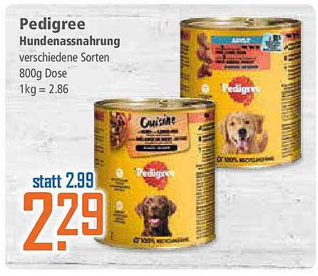Pedigree Hundennahrung verschiedene Sorten 800g Dose