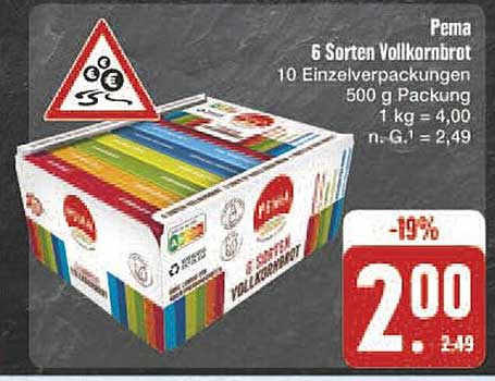 Pema 6 Sorten Vollkornbrot 500 g Packung