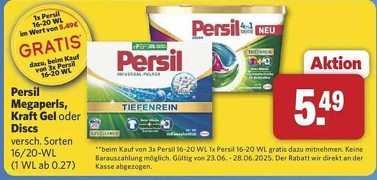 Persil Megaperls, Kraft Gel oder Discs - verschiedene Sorten 16/20-WL