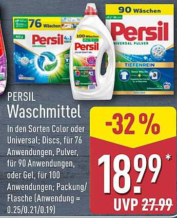 PERSIL Waschmittel - 32 % Rabatt auf alle Sorten!