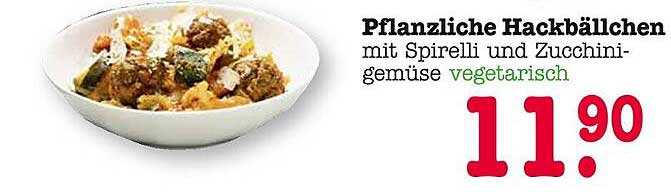 Pflanzliche Hackbällchen mit Spirilli und Zucchini-Gemüse vegetarisch