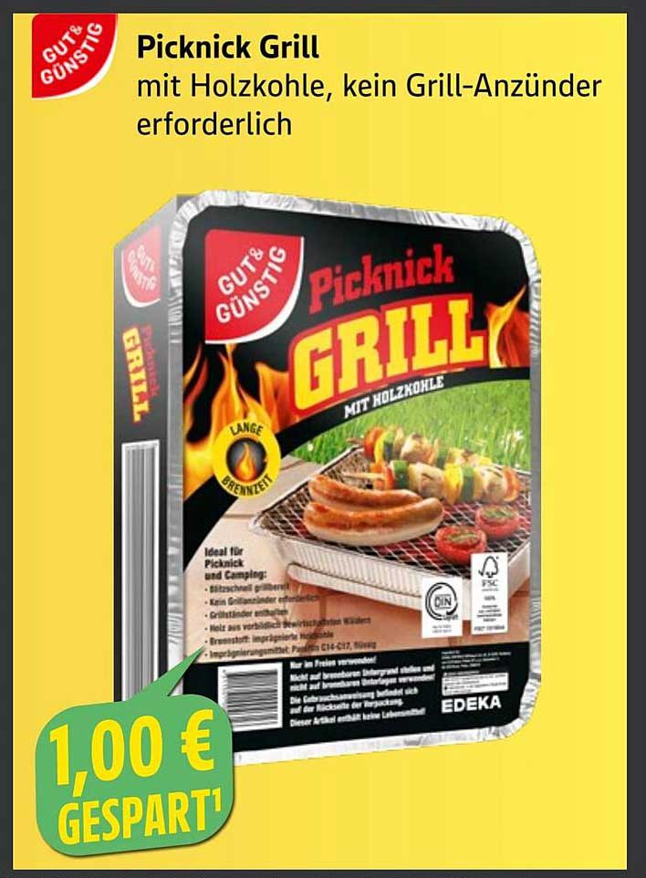 Picknick Grill mit Holzohle, kein Grillanzünder erforderlich