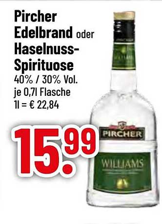 Pircher Edelbrand oder Haselnuss-Spirituose 0,7 l