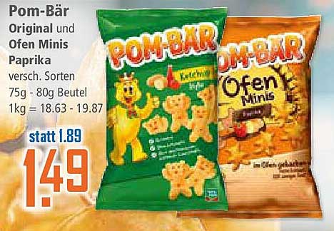 Pom-Bär Original und Ofen Minis Paprika 75g - 80g Beutel