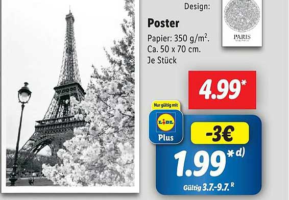 Poster mit Paris-Motiv - 50 x 70 cm