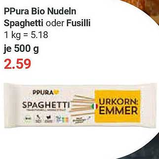PPura Bio Nudeln Spaghetti oder Fusilli