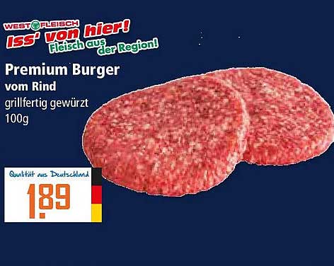 Premium Burger vom Rind - Grillfertig gewürzt