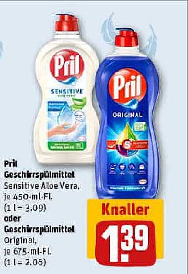 Pril Geschirrspülmittel Sensitive Aloe Vera oder Original
