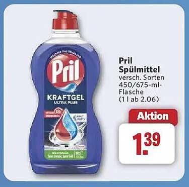 Pril Spülmittel 450/675-ml-Flasche (1 l ab 2,06)