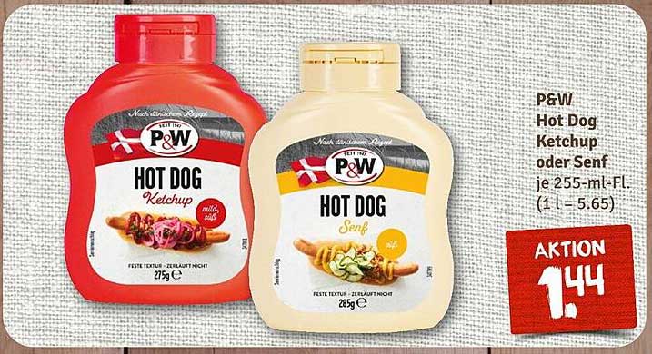 P&W Hot Dog Ketchup oder Senf je 255-ml-FL.