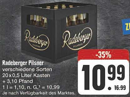 Radeberger Pilsner 20 x 0,5 Liter Kasten