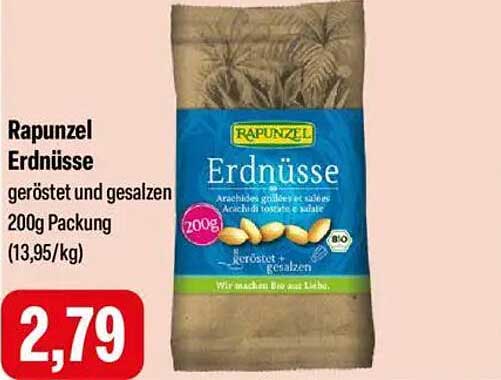 Rapunzel Erdnüsse geröstet und gesalzen 200g Packung