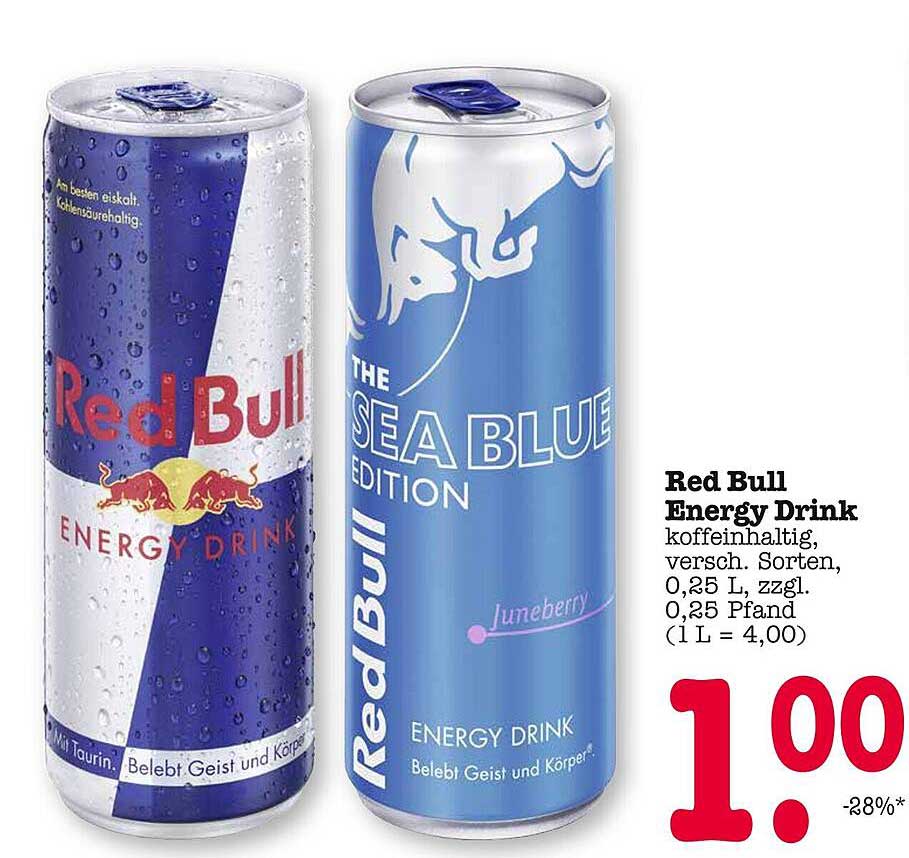 Red Bull Energy Drink - The Sea Blue Edition und klassischer Red Bull