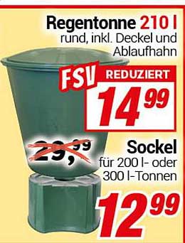 Regentonne 210 l, rund, inkl. Deckel und Ablaufhahn