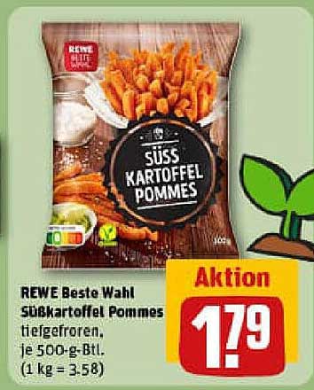 REWE Beste Wahl Süßkartoffel Pommes, tiefgefroren, je 500-g-Btl.