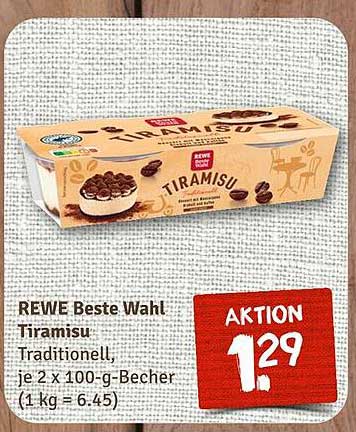 REWE Beste Wahl Tiramisu, Traditionell, je 2 x 100-g-Becher