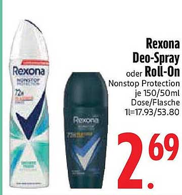Rexona Deo-Spray oder Roll-On Nonstop Protection je 150/50ml