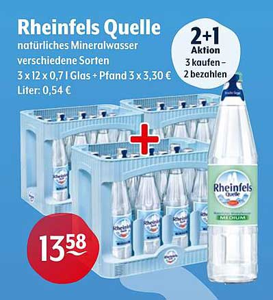 Rheinfels Quelle Natürliches Mineralwasser Verschiedene Sorten – 2 + 1 Aktion
