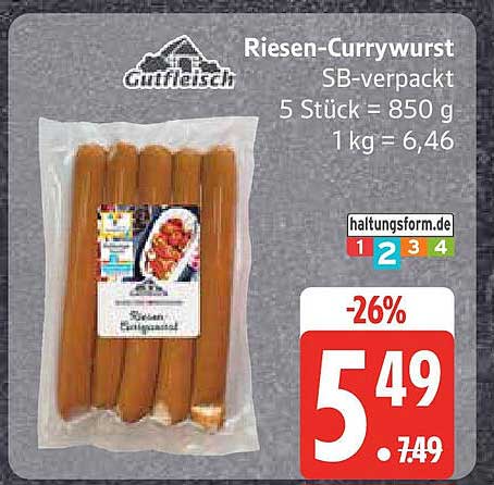 Riesen-Currywurst SB-verpackt