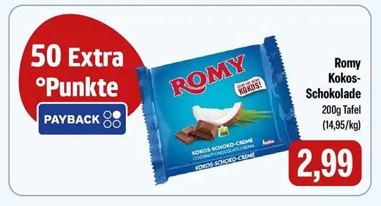 Romy Kokos-Schokolade 200g Tafel