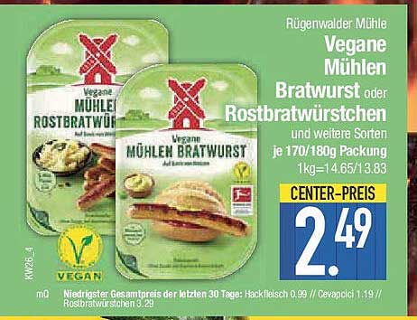 Rügenwalder Mühle Vegane Mühlen Bratwurst oder Rostbratwürstchen