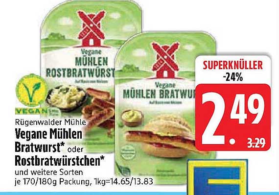 Rügenwalder Mühle Vegane Mühlen Bratwurst oder Rostbratwürstchen