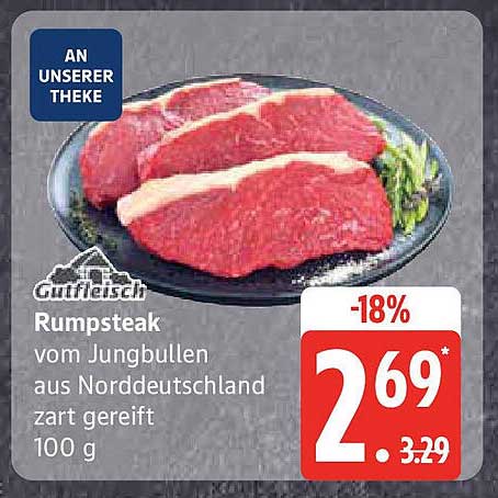 Rumpsteak vom Jungbullen aus Norddeutschland, zart gereift 100 g