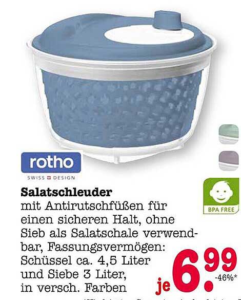 Salatschleuder mit Antirutschfüßen von Rotho