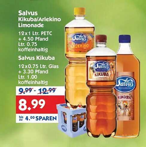 Salvus Kikubal/Arlekino Limonade 12x1 Ltr. PETC & 12x0.75 Ltr. Glas