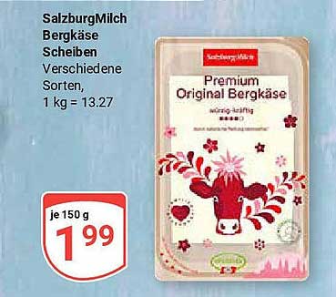 SalzburgMilch Bergkäse Scheiben - Verschiedene Sorten