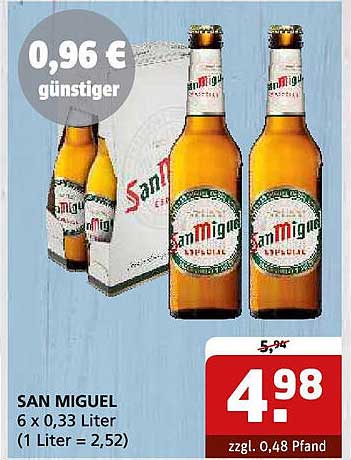 SAN MIGUEL 6 x 0,33 Liter (1 Liter = 2,52)