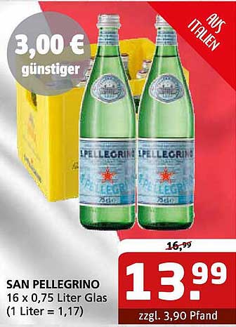 SAN PELLEGRINO 16 x 0,75 Liter Glas