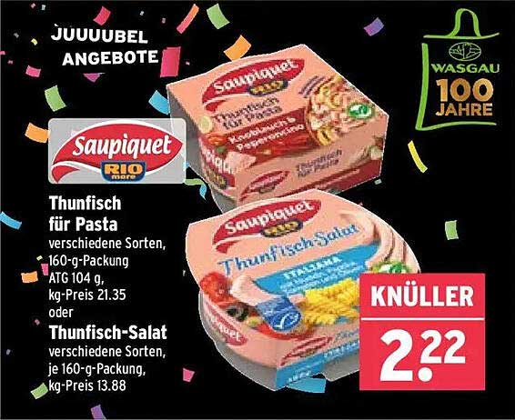 Saupiquet Thunfisch für Pasta und Thunfisch-Salat, je 160-g-Packung