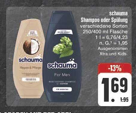 schauma Shampoo oder Spülung verschiedene Sorten 250/400 ml Flasche