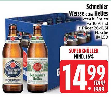 Schneider Weisse oder Helles – 20er-Träger für Genießer