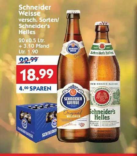Schneider Weisse versch. Sorten/Schneider's Helles - 20x0,5 Ltr.