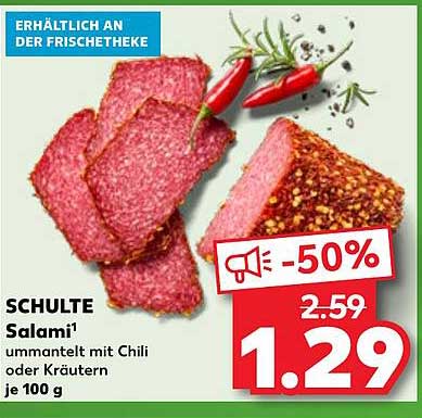SCHULTE Salami ummantelt mit Chili oder Kräutern je 100 g
