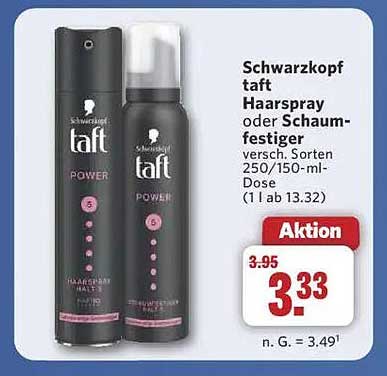 Schwarzkopf Taft Haarspray oder Schaumfestiger 250/150 ml - Aktion