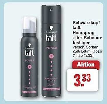 Schwarzkopf Taft Haarspray oder Schaumfestiger 250/150-ml-Dose