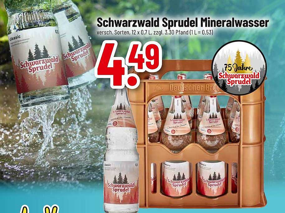 Schwarzwald Sprudel Mineralwasser, 12 x 0,7 L