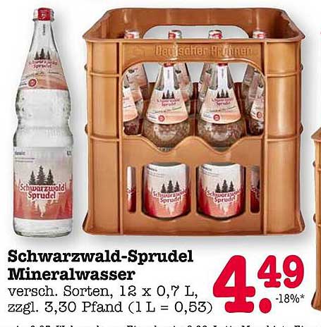Schwarzwald-Sprudel Mineralwasser, 12 x 0,7 L