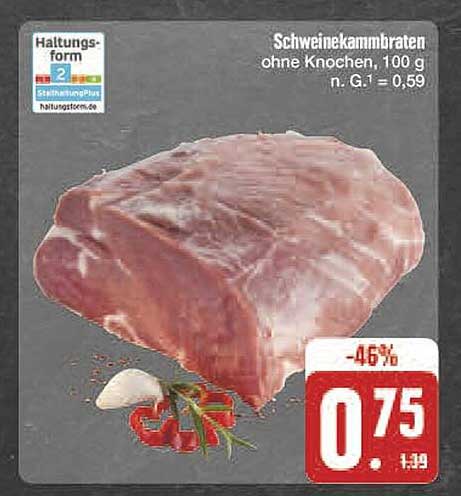 Schweinekammb Rücken ohne Knochen, 100 g
