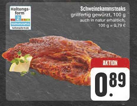 Schweinekammsteaks grillfertig gewürzt, 100 g
