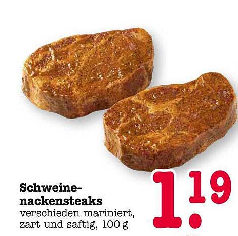 Schweinenackensteaks, verschieden mariniert, zart und saftig, 100 g