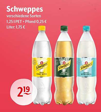 Schweppes verschiedene Sorten