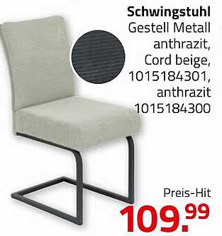 Schwingstuhl Gestell Metall anthrazit, Cord beige