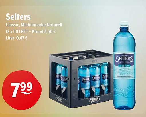 Selters Classic, Medium oder Naturell - 12 x 1,0 l PET