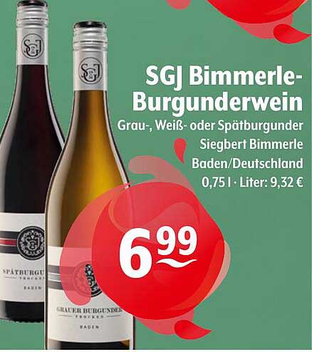 SGJ Bimmerle-Burgunderwein (Grau-, Weiß- oder Spätburgunder)