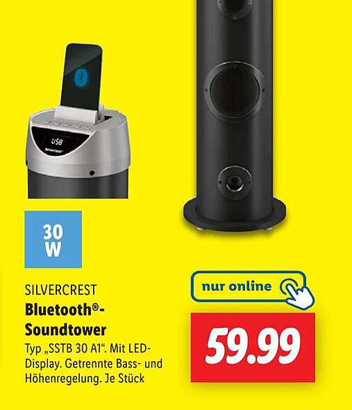 SILVERCREST Bluetooth®-Soundtower Typ „SSTB 30 A1“ mit LED-Display