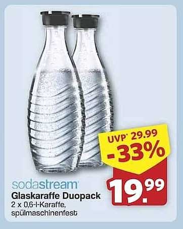 SodaStream Glaskaraffe Duopack - 2 x 0,6 l-Karaffe, spülmaschinenfest